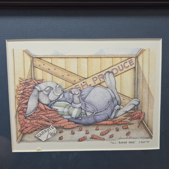 Vtg Sue Rupp Artwork Print Hare Cutting 96, Hare trimmer 98, Full Bodied Hare 97 - Picture 7 of 14